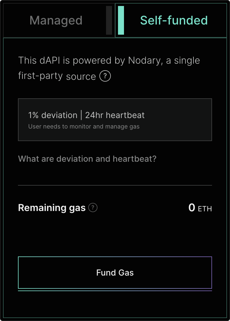 API3 fund gas UI